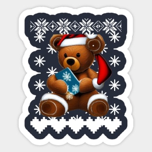 Ugly Christmas sweater with a teddy bear Sticker